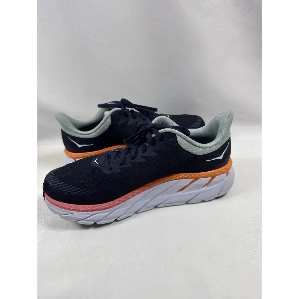 HOKA Clifton 7 Wide Women’s Running Shoes Navy Orange US 9D EU 41⅓